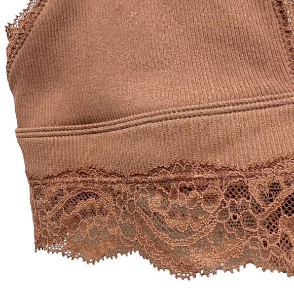 Abercrombie & Fitch Bra Size Small Bralette Brown Lace Racer Back NWOT - Picture 5 of 7